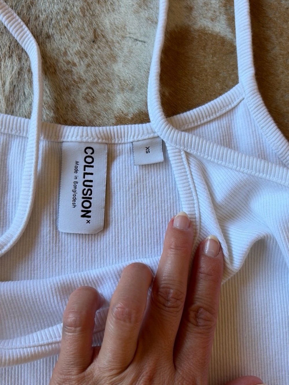 Collusion White Ribbed Tank - Picture 2 of 2